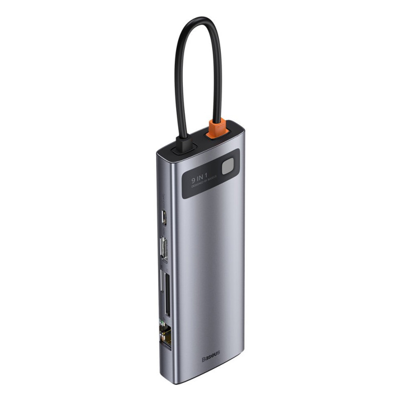 HUB Baseus Metal Gleam 9in1 USB-C – 3x USB 3.2 Gen 1 / USB-C PD 100W / VGA / HDMI / TF, SD kortelių skaitytuvas / RJ45 -...