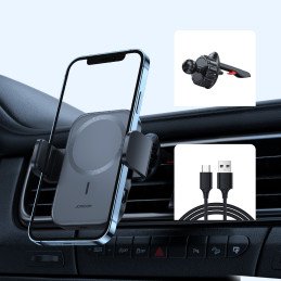 Joyroom automobilinis telefono laikiklis su 15 W Qi indukciniu įkrovikliu (suderinamas su MagSafe) oro išleidimo angai (...