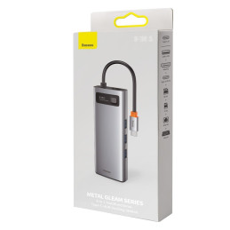 HUB Baseus Metal Gleam 9in1 USB-C – 3x USB 3.2 Gen 1 / USB-C PD 100W / VGA / HDMI / TF, SD kortelių skaitytuvas / RJ45 -...