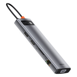 „Baseus Metal Gleam 11in1“ daugiafunkcis USB Type C HUB – 3x USB 3.2 Gen 1 5Gbps / USB Type C PD 100W / 3,5 mm mini lizd...
