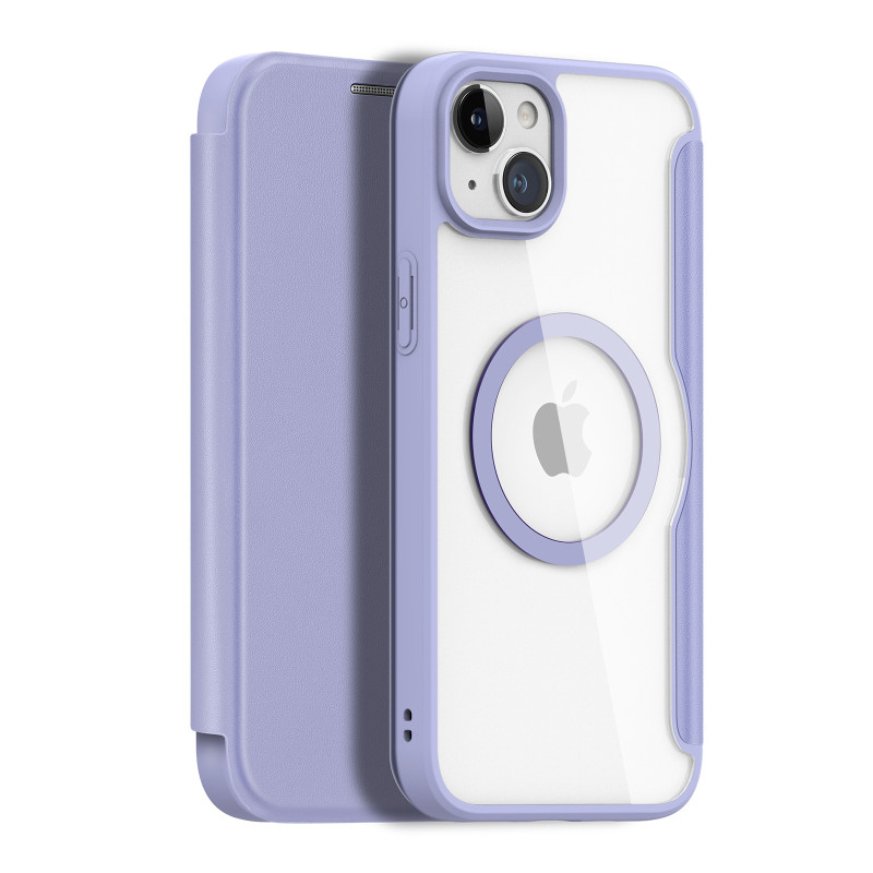 Dux Ducis Skin X Pro dėklas skirtas iPhone 15 su MagSafe ir atvartu - violetinė