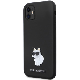 Karl Lagerfeld Silicone Choupette Metal Pin dėklas iPhone 11 / Xr - juodas