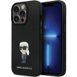 Karl Lagerfeld Silicone Ikonik Metal Pin dėklas iPhone 13 Pro Max - juodas