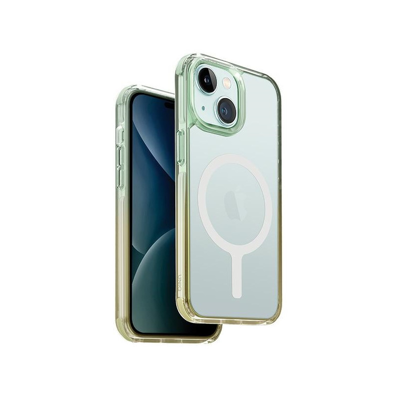 UNIQ Combat Duo Magclick įkrovimo dėklas, skirtas iPhone 15 - žalia ir geltona