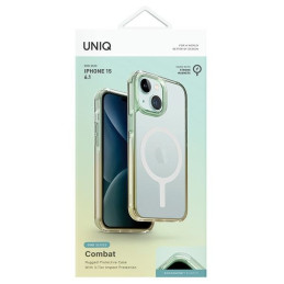 UNIQ Combat Duo Magclick įkrovimo dėklas, skirtas iPhone 15 - žalia ir geltona