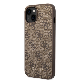Guess 4G Metal Gold Logo dėklas, skirtas iPhone 15 Plus - rudas