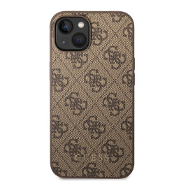 Guess 4G Metal Gold Logo dėklas, skirtas iPhone 15 Plus - rudas