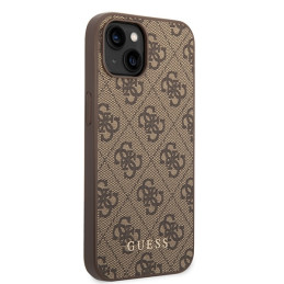 Guess 4G Metal Gold Logo dėklas, skirtas iPhone 15 Plus - rudas
