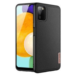 Dux Ducis Fino dėklo dangtelis, padengtas nailono medžiaga, skirtas Samsung Galaxy A03s juodai