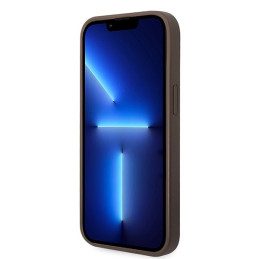Guess 4G Metal Gold Logo dėklas, skirtas iPhone 15 Plus - rudas