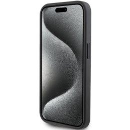 Karl Lagerfeld Saffiano Cardslot Karl&Choupette Metal Pin dėklas iPhone 15 Pro - juodas