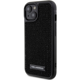 Karl Lagerfeld Rhinestone Logo Metal Plate dėklas iPhone 15 - juodas