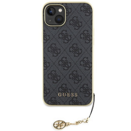 Guess 4G Charms Collection dėklas, skirtas iPhone 15 Plus - pilkas
