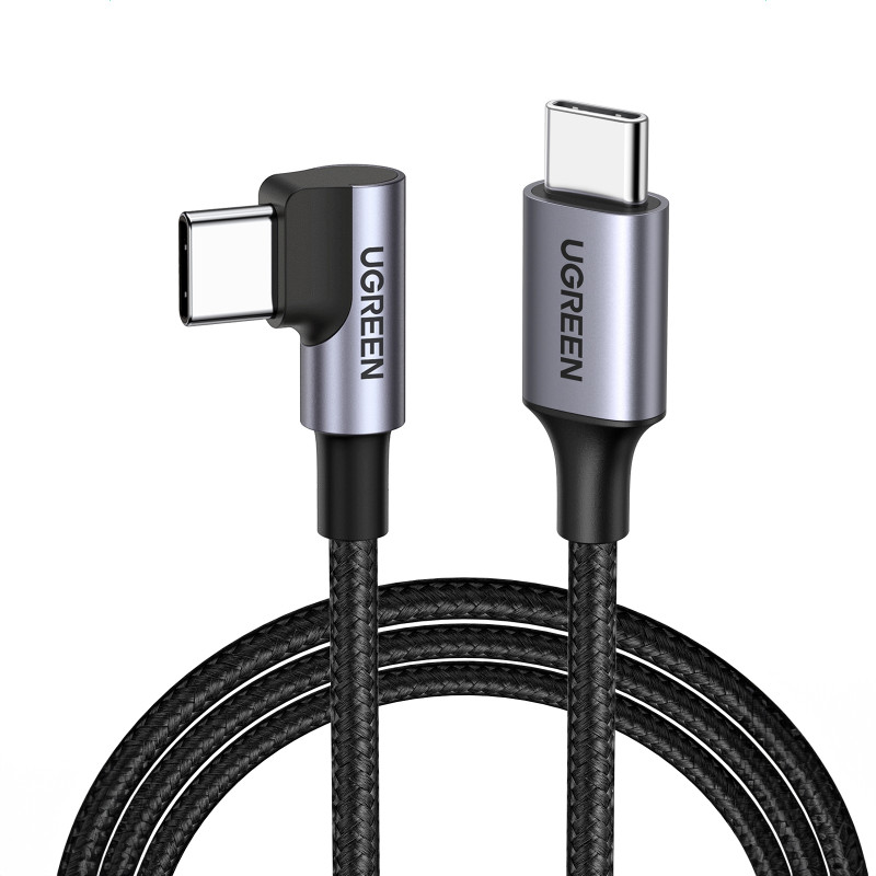 Ugreen US255 50122 USB-C (tiesus) / USB-C (kampinis) PD QC kabelis 60W 3A 0,5m – pilkas