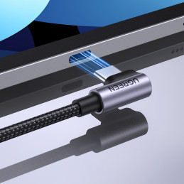 Ugreen US255 50122 USB-C (tiesus) / USB-C (kampinis) PD QC kabelis 60W 3A 0,5m – pilkas