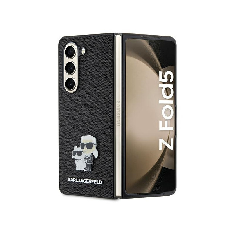 Karl Lagerfeld Saffiano Karl&Choupette Pin dėklas, skirtas Samsung Galaxy Z Fold 5 - juodas