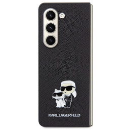 Karl Lagerfeld Saffiano Karl&Choupette Pin dėklas, skirtas Samsung Galaxy Z Fold 5 - juodas