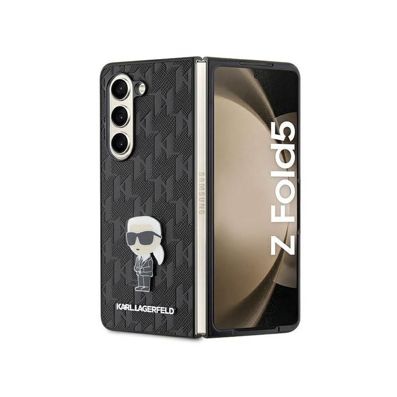 Karl Lagerfeld Saffiano Monogram Ikonik Pin dėklas, skirtas Samsung Galaxy Z Fold 5 - juodas