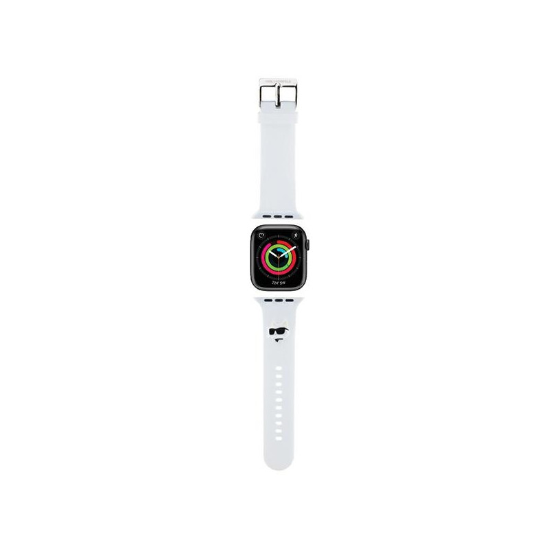 Karl Lagerfeld 3D guminis Choupette galvos dirželis Apple Watch 42/ 44/ 45/ 49mm – baltas