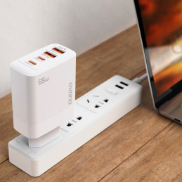 Dudao A65EU GaN tinklo įkroviklis 2xUSB-A / 2xUSB-C PD 65W - baltas