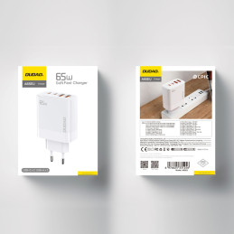 Dudao A65EU GaN tinklo įkroviklis 2xUSB-A / 2xUSB-C PD 65W - baltas