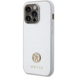 Guess Strass Metal Logo dėklas, skirtas iPhone 15 Pro - sidabrinis