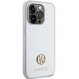 Guess Strass Metal Logo dėklas, skirtas iPhone 15 Pro - sidabrinis