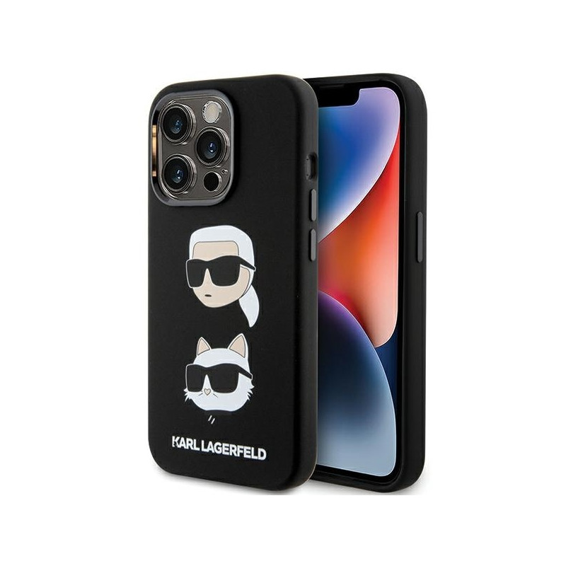 Karl Lagerfeld Silicone Karl&Choupette Head dėklas iPhone 15 Pro Max - juodas