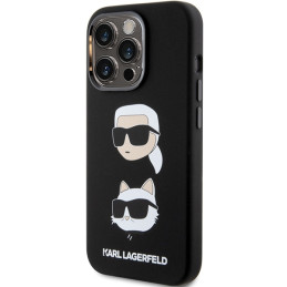 Karl Lagerfeld Silicone Karl&Choupette Head dėklas iPhone 15 Pro Max - juodas
