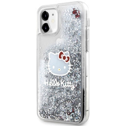 Hello Kitty Liquid Glitter Charms Kitty galvos dėklas, skirtas iPhone 11 / Xr – sidabrinis