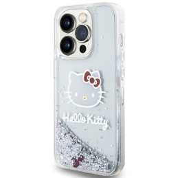 Hello Kitty Liquid Glitter Charms Kitty Head dėklas iPhone 13 Pro Max - sidabrinis
