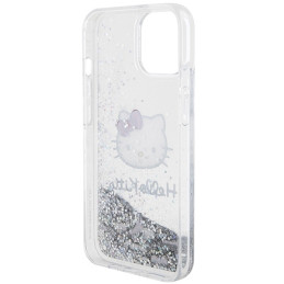 Hello Kitty Liquid Glitter Charms Kitty Head dėklas iPhone 14 - sidabrinis
