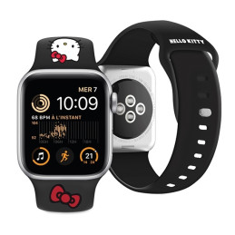 Hello Kitty silikoninis Kitty galvos dirželis Apple Watch 38/ 40/ 41mm - juodas