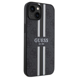 Guess 4G Printed Stripes MagSafe dėklas, skirtas iPhone 15/ 14/ 13 – juodas