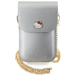 Hello Kitty Leather Metal Logo Chain krepšys - sidabrinis