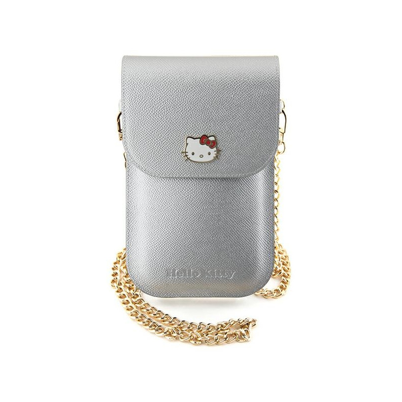Hello Kitty Leather Metal Logo Chain krepšys - sidabrinis