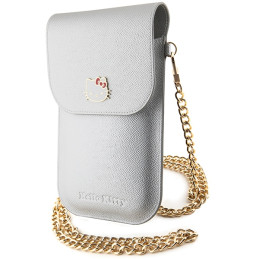 Hello Kitty Leather Metal Logo Chain krepšys - sidabrinis