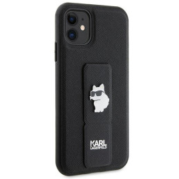 Karlo Lagerfeldo rankenos stovas Saffiano Choupette Pins dėklas, skirtas iPhone 11 / Xr – juodas