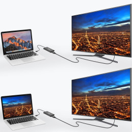 Choetech adapterio adapteris USB Type C Thunderbolt 3 (40Gbps) skirstytuvas – 2x DisplayPort 4K 60Hz juoda (HUB-D03)