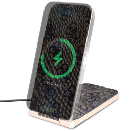 Guess 4G Pattern MagSafe sulankstomas 2in 1 15W indukcinis įkroviklis - rudas