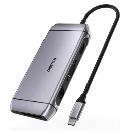 „Choetech 9in1“ daugiafunkcis USB Type C HUB – 3x USB 3.2 Gen 1 / SD ir TF kortelių skaitytuvas / HDMI 4K 30Hz / VGA Ful...