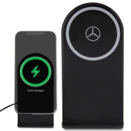 Mercedes Silver Stars MagSafe sulankstomas 2in1 15W indukcinis įkroviklis - juodas