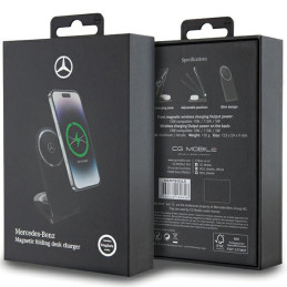 Mercedes Silver Stars MagSafe sulankstomas 2in1 15W indukcinis įkroviklis - juodas