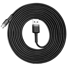 Baseus Cafule Cable patvarus nailono kabelis USB / mikro USB laidas 2A 3M juodai pilkas (CAMKLF-HG1)