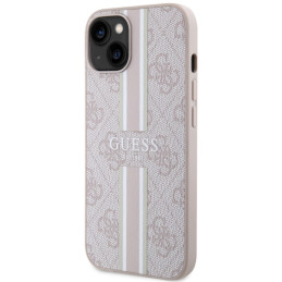 Guess 4G Printed Stripes MagSafe dėklas, skirtas iPhone 15/ 14/ 13 – rožinis