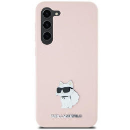 Karl Lagerfeld Silicone Choupette Metal Pin dėklas Samsung Galaxy S23+ - rožinis