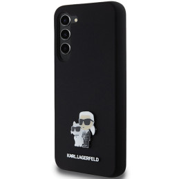Karl Lagerfeld Silicone Karl&Choupette Metal Pin dėklas Samsung Galaxy S23+ - juodas
