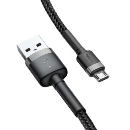 Baseus Cafule Cable patvarus nailono kabelis USB / mikro USB laidas 2A 3M juodai pilkas (CAMKLF-HG1)
