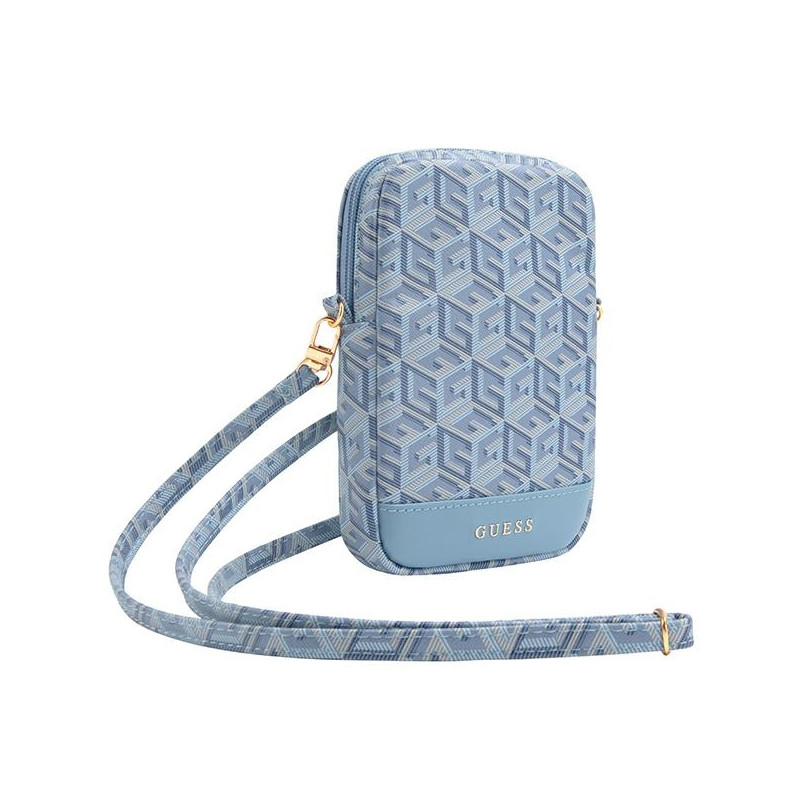 Guess Zip GCube Bottom Stripe telefono krepšys - mėlynas