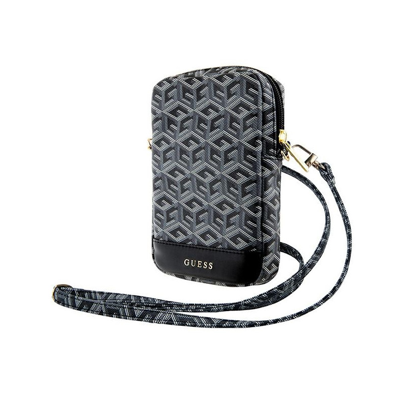 Guess Zip GCube Bottom Stripe telefono krepšys - juodas